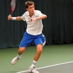 Tennis player preparing for a forehand shot